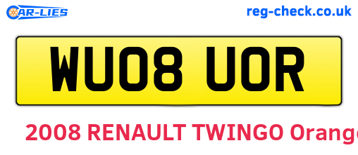 WU08UOR are the vehicle registration plates.