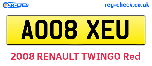 AO08XEU are the vehicle registration plates.