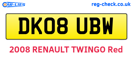 DK08UBW are the vehicle registration plates.
