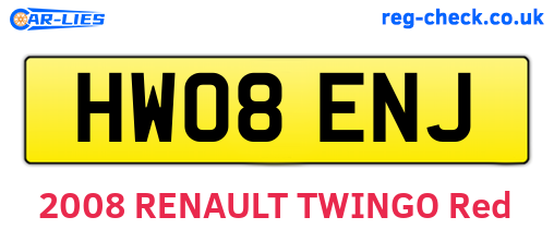 HW08ENJ are the vehicle registration plates.