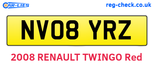 NV08YRZ are the vehicle registration plates.