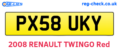 PX58UKY are the vehicle registration plates.