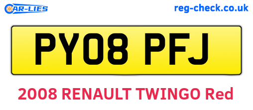 PY08PFJ are the vehicle registration plates.