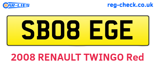 SB08EGE are the vehicle registration plates.