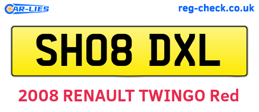 SH08DXL are the vehicle registration plates.