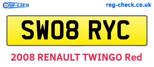 SW08RYC are the vehicle registration plates.