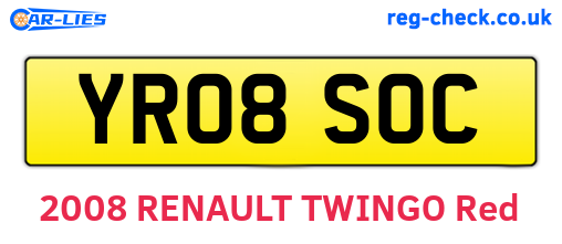 YR08SOC are the vehicle registration plates.