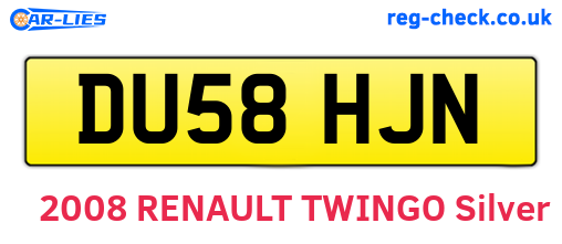 DU58HJN are the vehicle registration plates.