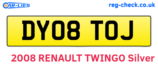 DY08TOJ are the vehicle registration plates.