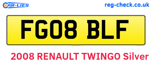 FG08BLF are the vehicle registration plates.