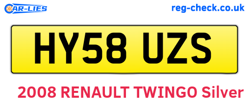 HY58UZS are the vehicle registration plates.