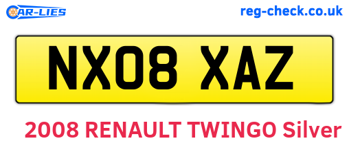 NX08XAZ are the vehicle registration plates.