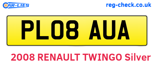PL08AUA are the vehicle registration plates.