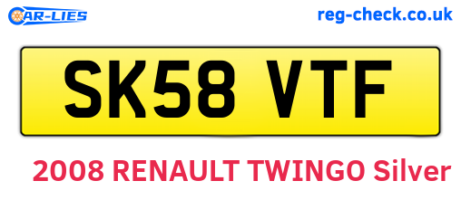 SK58VTF are the vehicle registration plates.