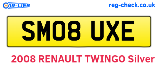 SM08UXE are the vehicle registration plates.