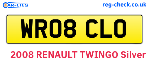WR08CLO are the vehicle registration plates.