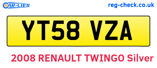 YT58VZA are the vehicle registration plates.