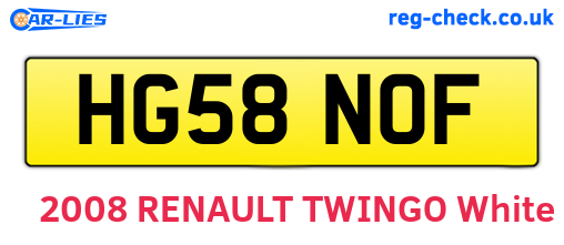 HG58NOF are the vehicle registration plates.