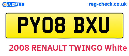 PY08BXU are the vehicle registration plates.
