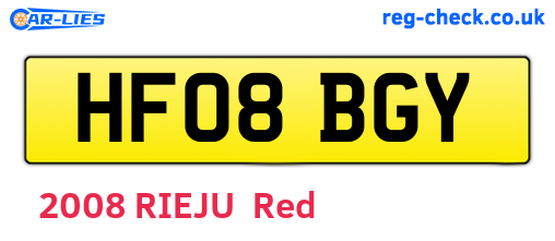 HF08BGY are the vehicle registration plates.
