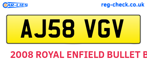 AJ58VGV are the vehicle registration plates.