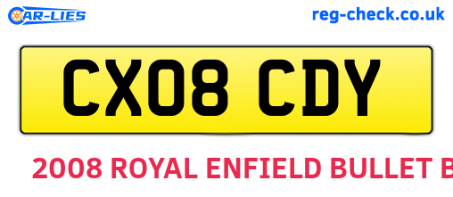 CX08CDY are the vehicle registration plates.