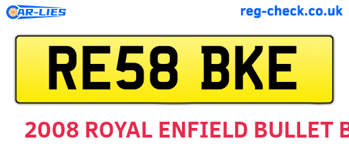 RE58BKE are the vehicle registration plates.