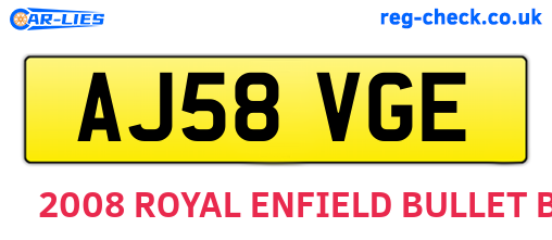 AJ58VGE are the vehicle registration plates.