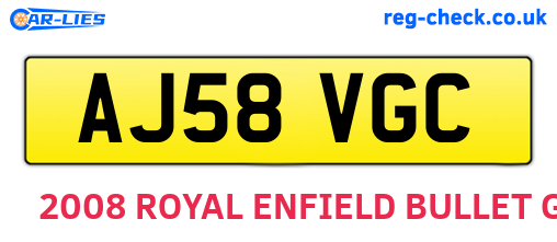 AJ58VGC are the vehicle registration plates.