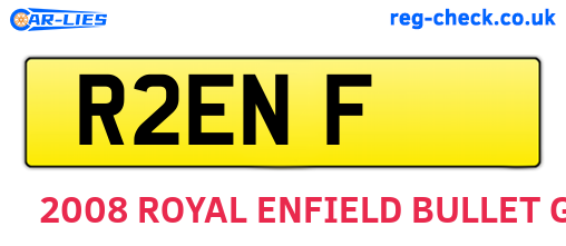 R2ENF are the vehicle registration plates.