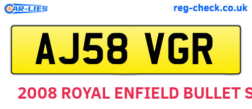 AJ58VGR are the vehicle registration plates.