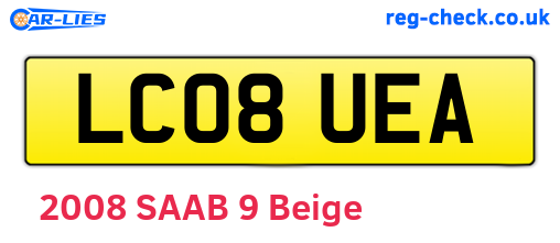 LC08UEA are the vehicle registration plates.