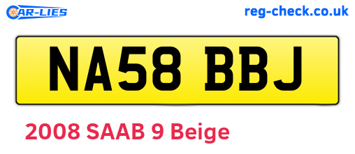 NA58BBJ are the vehicle registration plates.