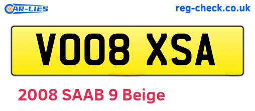 VO08XSA are the vehicle registration plates.