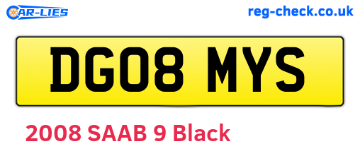 DG08MYS are the vehicle registration plates.