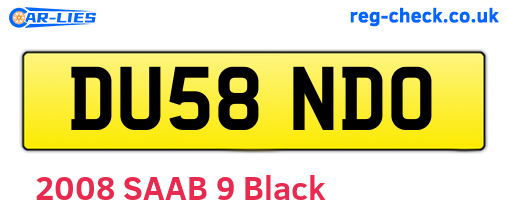 DU58NDO are the vehicle registration plates.