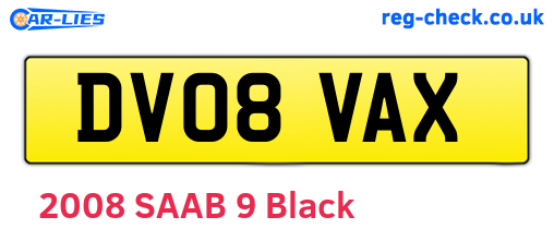 DV08VAX are the vehicle registration plates.