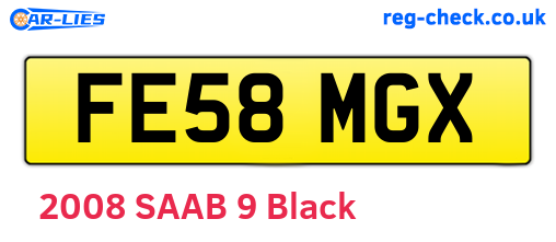 FE58MGX are the vehicle registration plates.