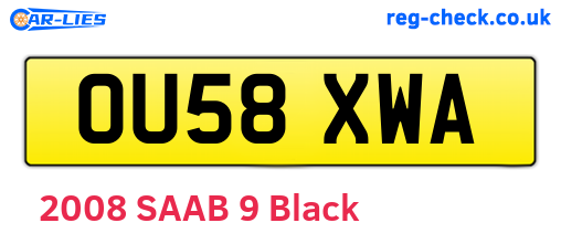 OU58XWA are the vehicle registration plates.