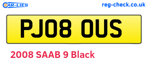 PJ08OUS are the vehicle registration plates.