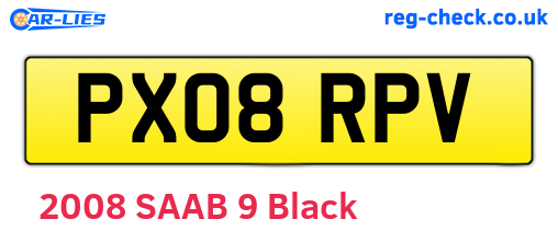 PX08RPV are the vehicle registration plates.