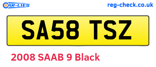 SA58TSZ are the vehicle registration plates.