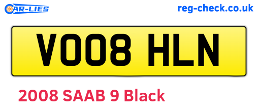 VO08HLN are the vehicle registration plates.