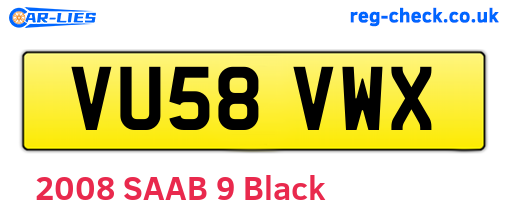 VU58VWX are the vehicle registration plates.