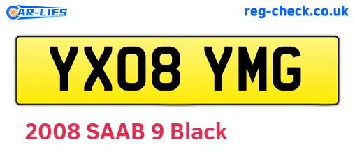 YX08YMG are the vehicle registration plates.