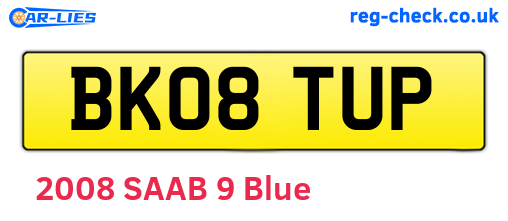 BK08TUP are the vehicle registration plates.