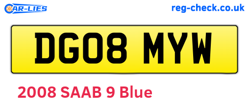 DG08MYW are the vehicle registration plates.
