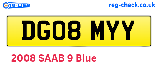 DG08MYY are the vehicle registration plates.