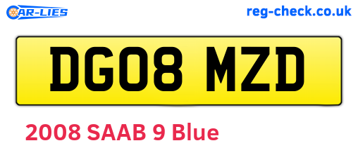 DG08MZD are the vehicle registration plates.