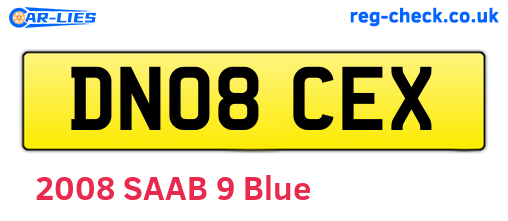 DN08CEX are the vehicle registration plates.